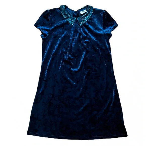 Next Uk Dresses | Next Uk Crushed Blue Velvet Dress | Color: Blue | Size: LG | Violettekitty's Closet